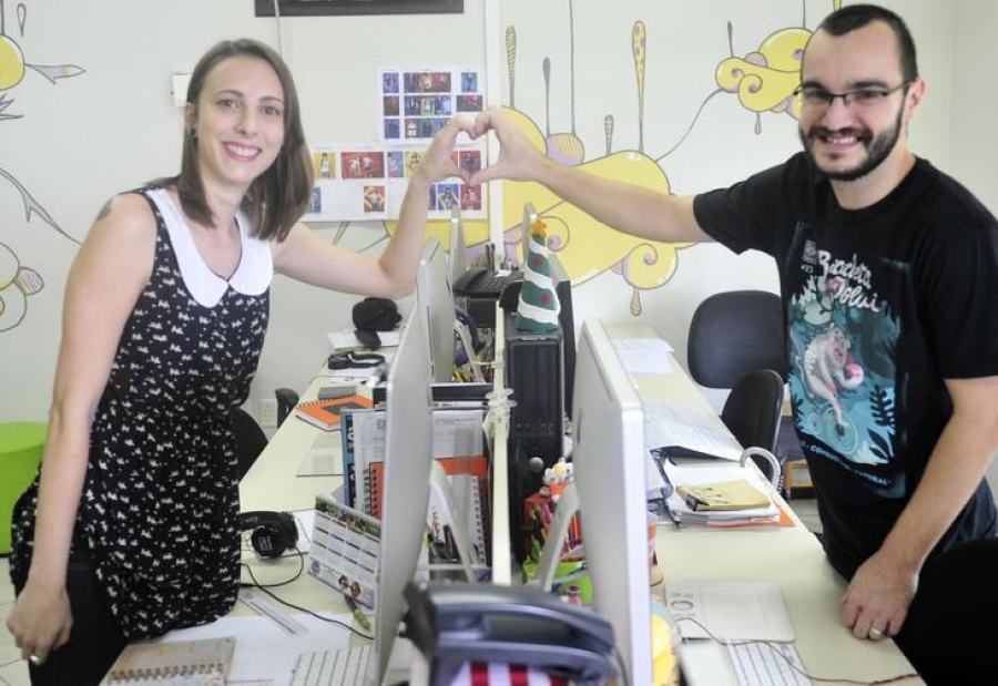 negócio em casal trabalhando juntos.
